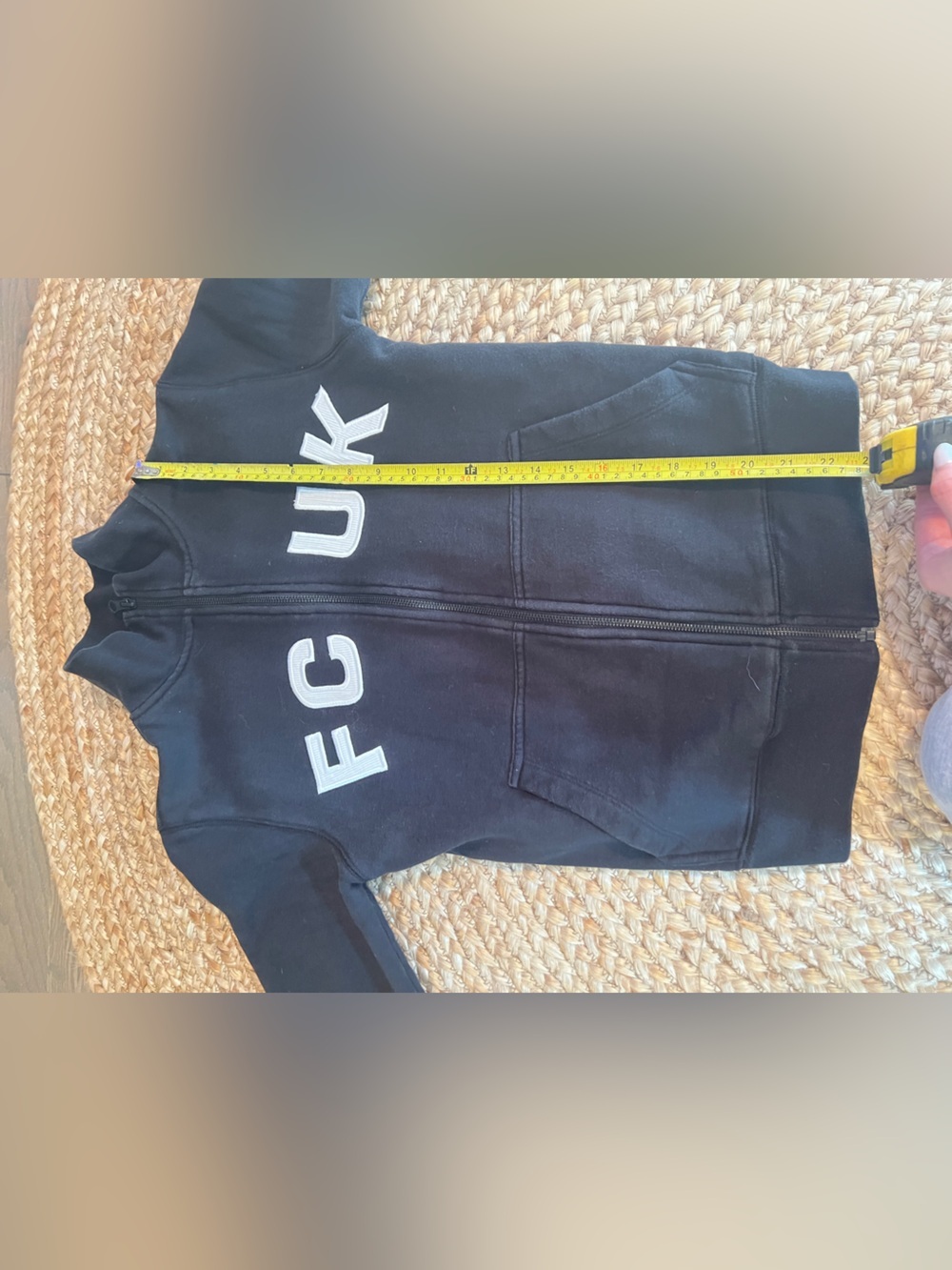 FCUK French Connection Black Full Zip Logo Sweatshirt XS - Picture 6 of 7